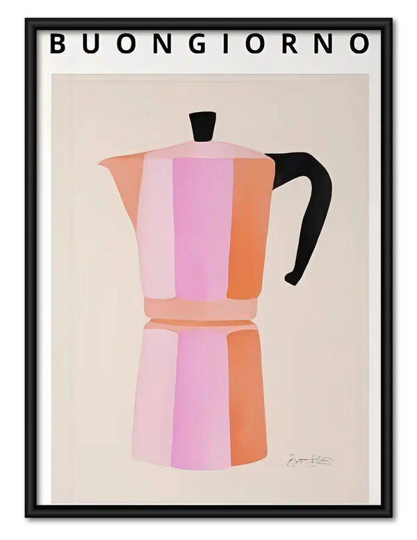 Buongiorno Pink Moka Pot Wall Art