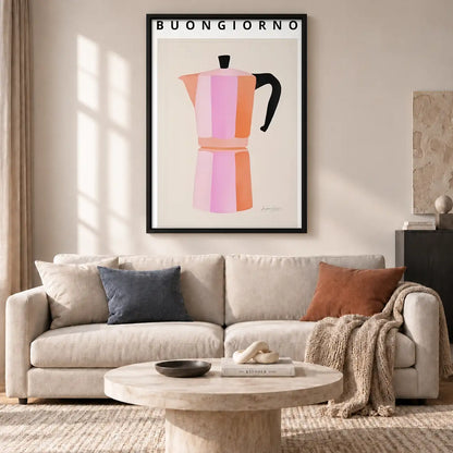Buongiorno Pink Moka Pot Wall Art 2