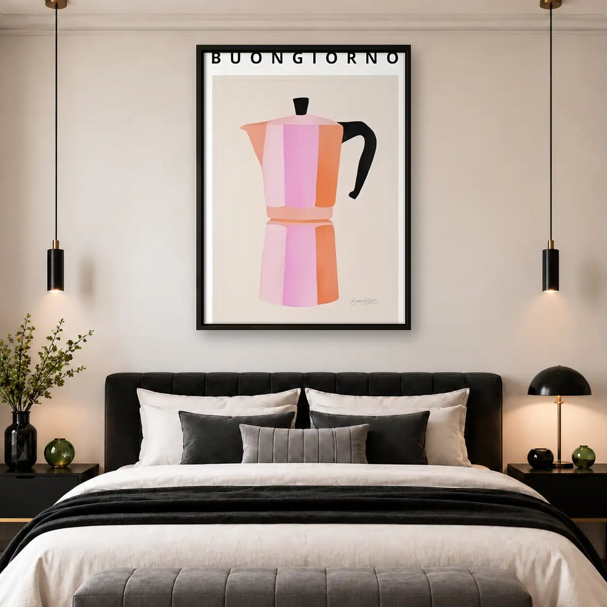 Buongiorno Pink Moka Pot Wall Art 4