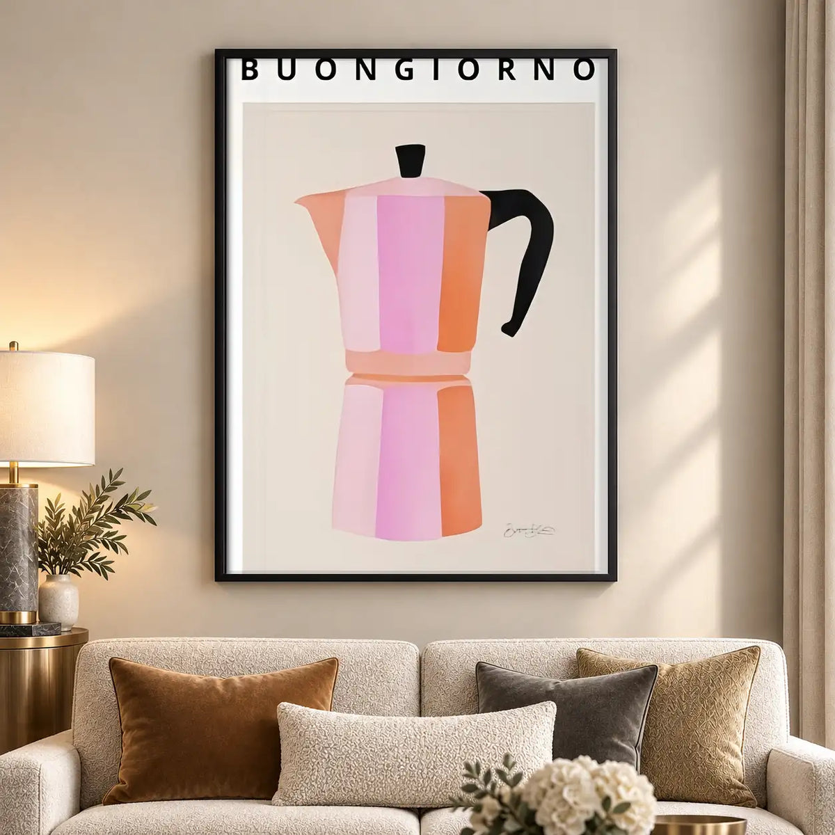 Buongiorno Pink Moka Pot Wall Art 5
