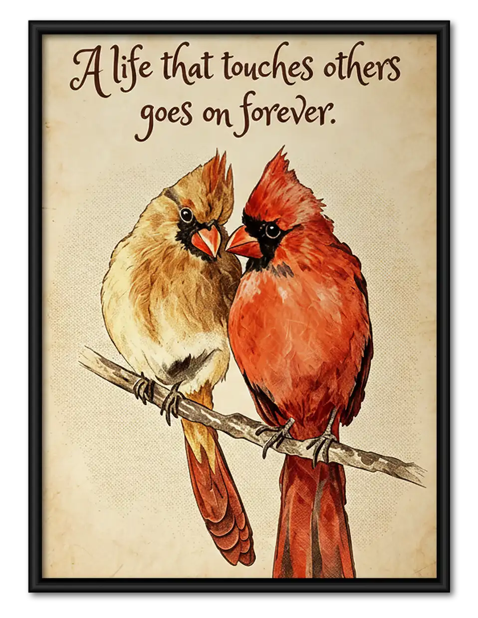 Cardinal Couple Forever Quote Wall Art 1
