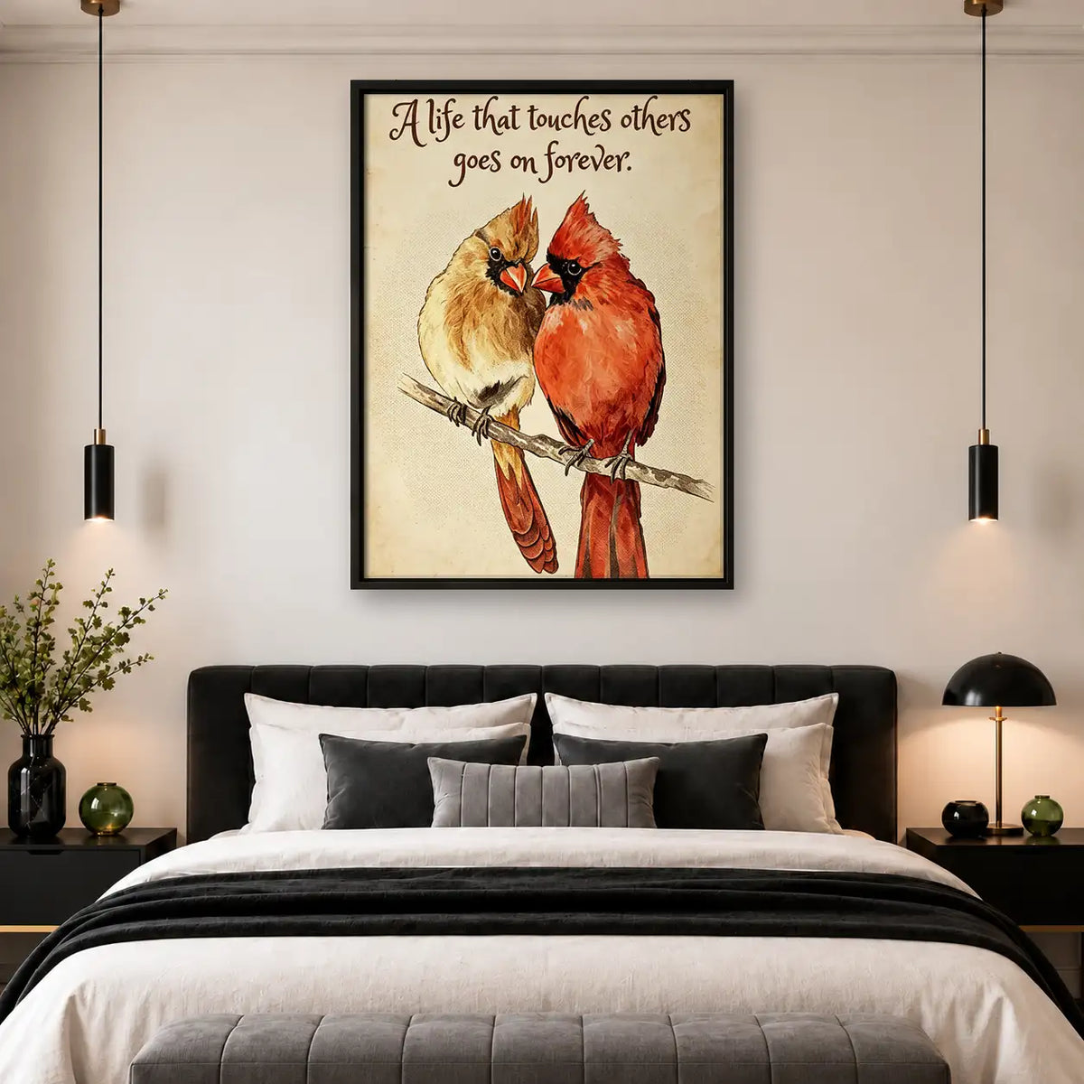 Cardinal Couple Forever Quote Wall Art 4
