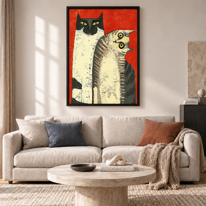 Cat and Owl Geometric Poster Wall Art 2