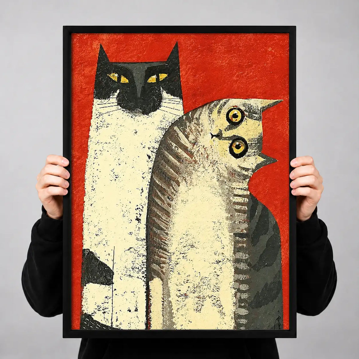 Cat and Owl Geometric Poster Wall Art 3