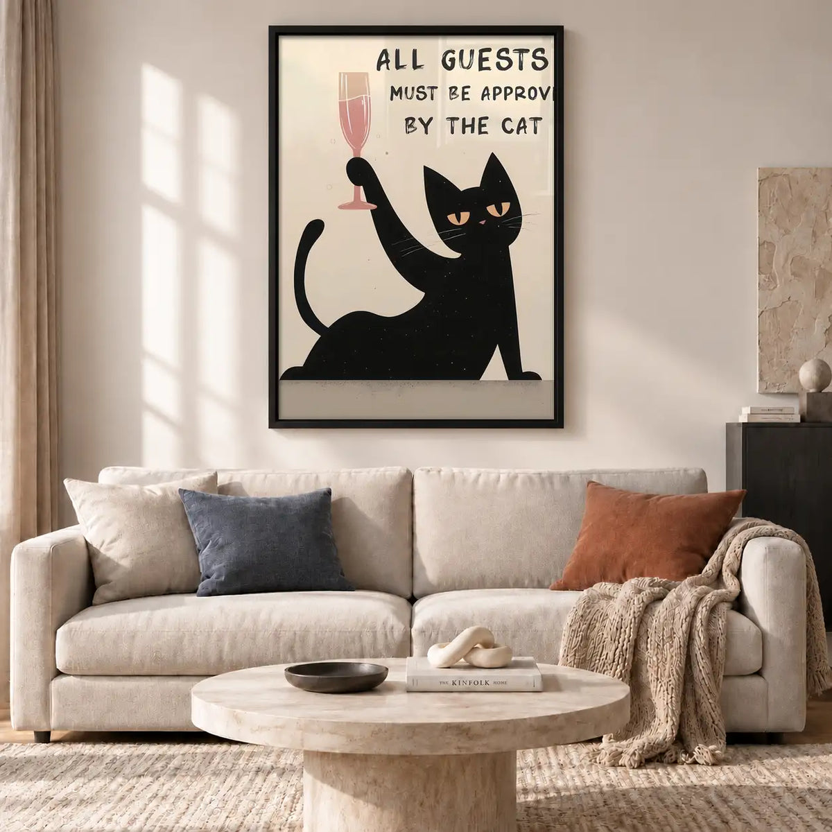 Cat Approved Guests with Wine Wall Art 2