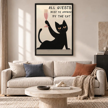 Cat Approved Guests with Wine Wall Art 2