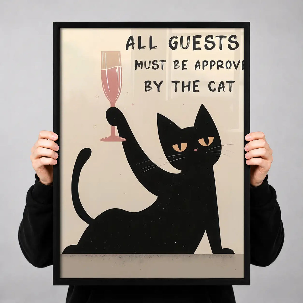 Cat Approved Guests with Wine Wall Art 3