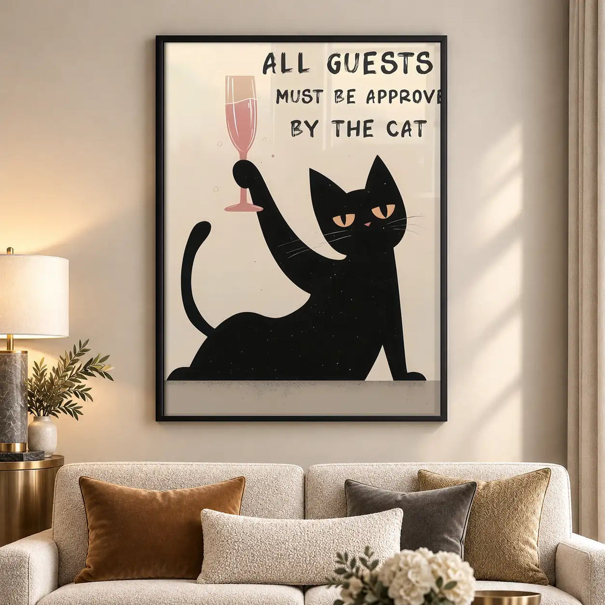 Cat Approved Guests with Wine Wall Art 5