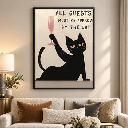 Cat Approved Guests with Wine Wall Art 5