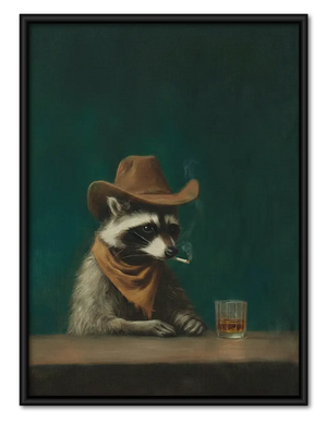 Cat Cowboy with Whiskey Glass Wall Art