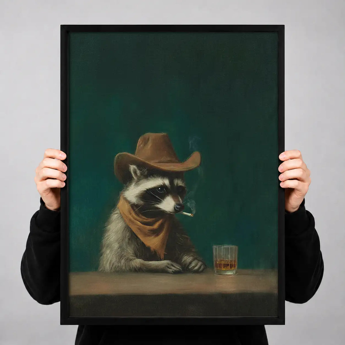 Cat Cowboy with Whiskey Glass Wall Art 3