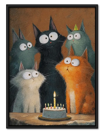 Cat Family Birthday Cake Wall Art