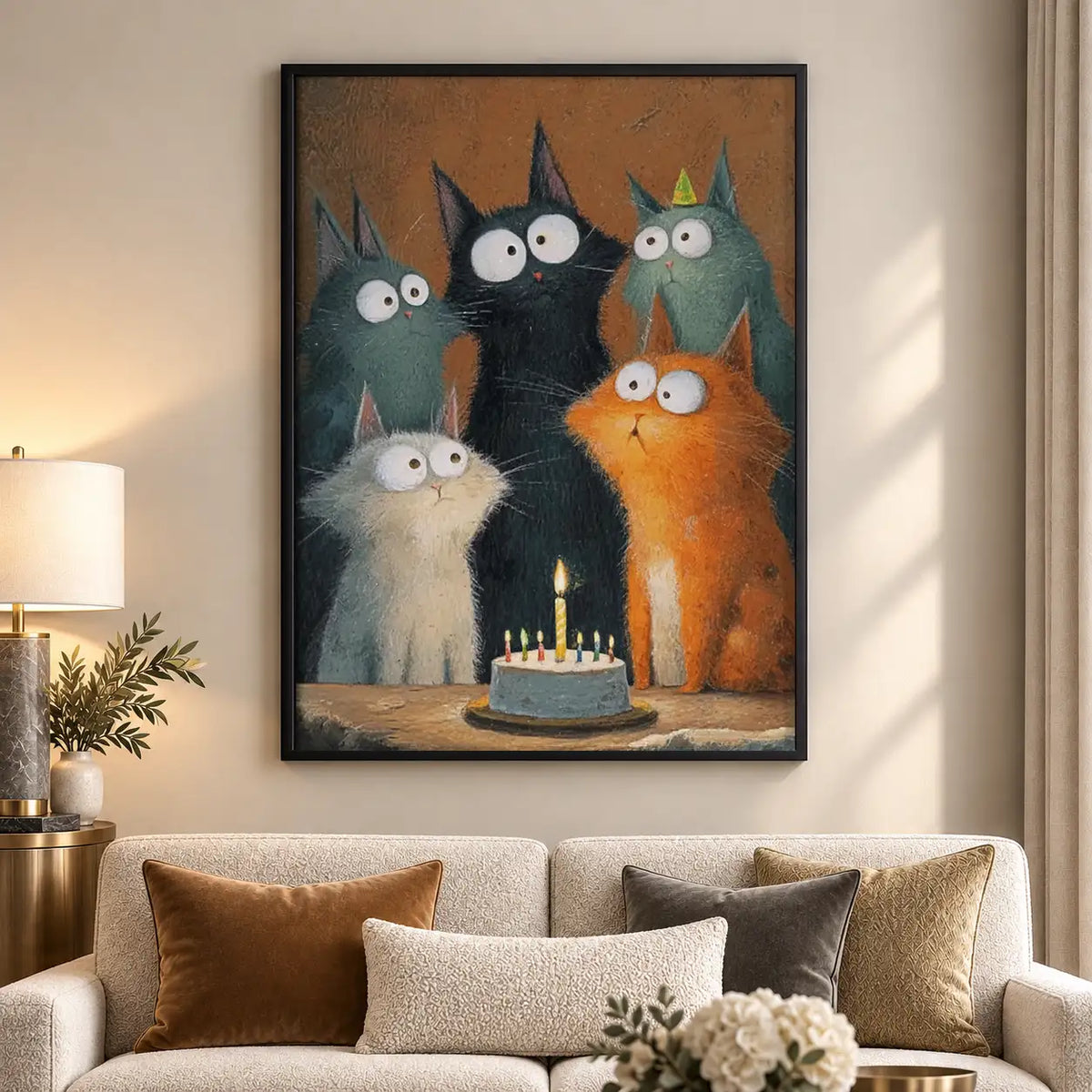Cat Family Birthday Cake Wall Art 5