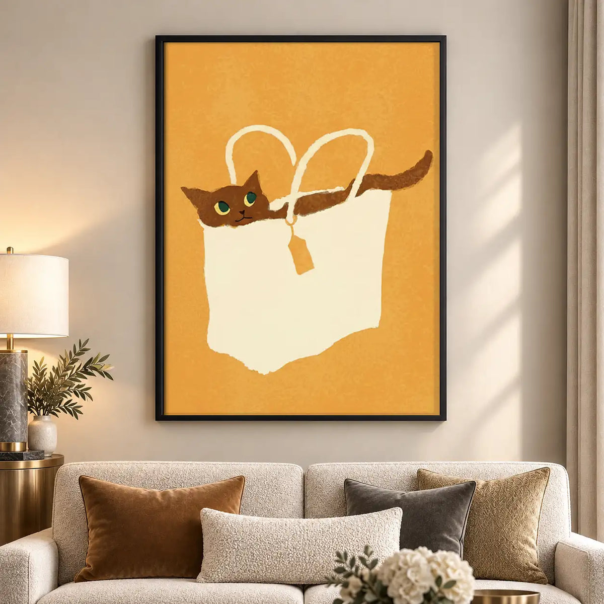 Cat Hiding in White Laundry Wall Art 5
