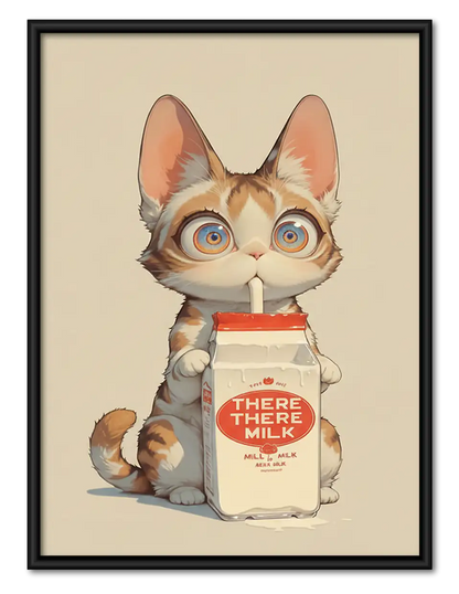Cat Holding There There Milk Wall Art 1