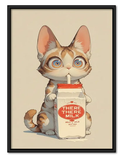 Cat Holding There There Milk Wall Art