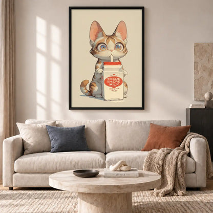 Cat Holding There There Milk Wall Art 2