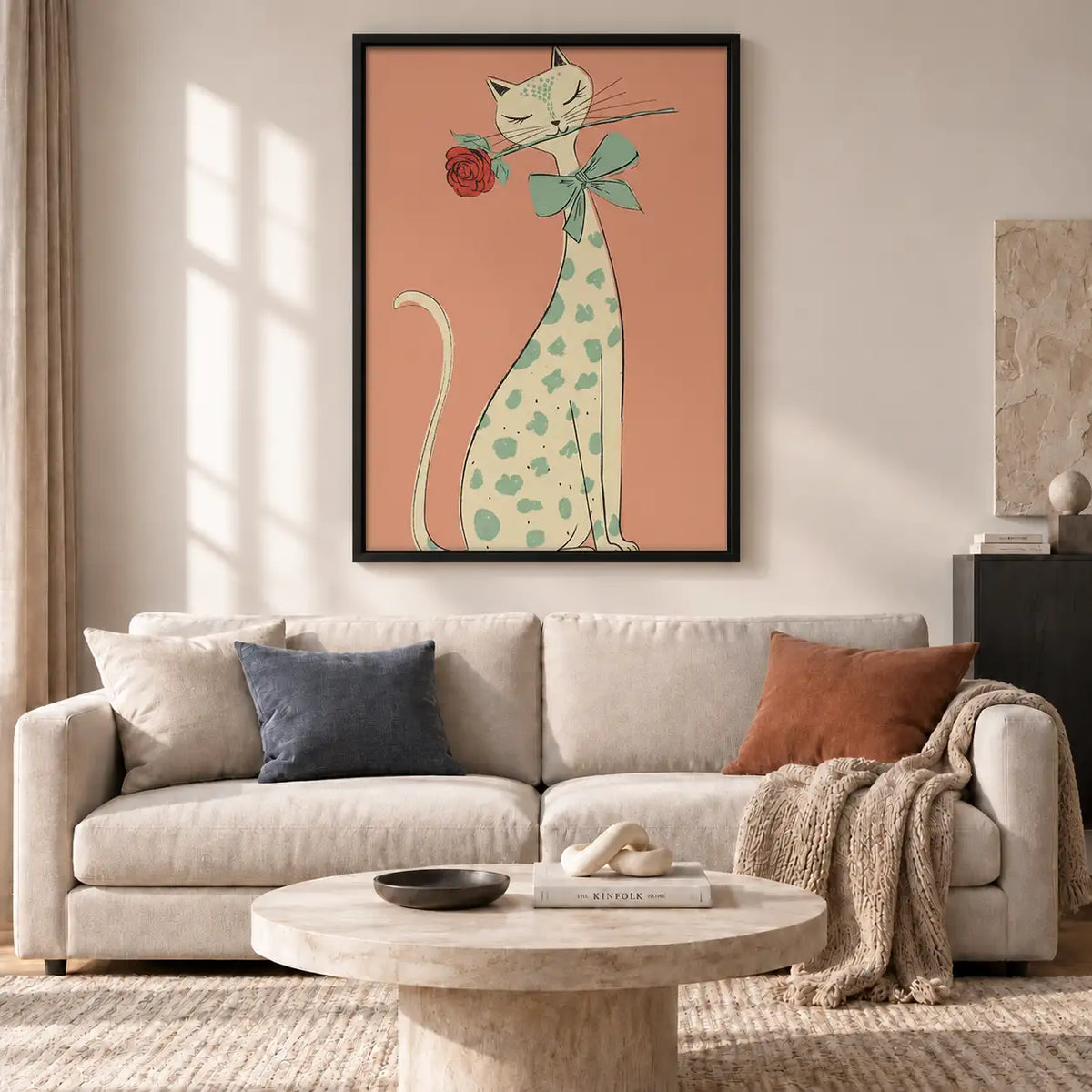 Cat in Floral Dress with Rose Wall Art 2