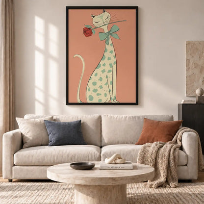 Cat in Floral Dress with Rose Wall Art 2