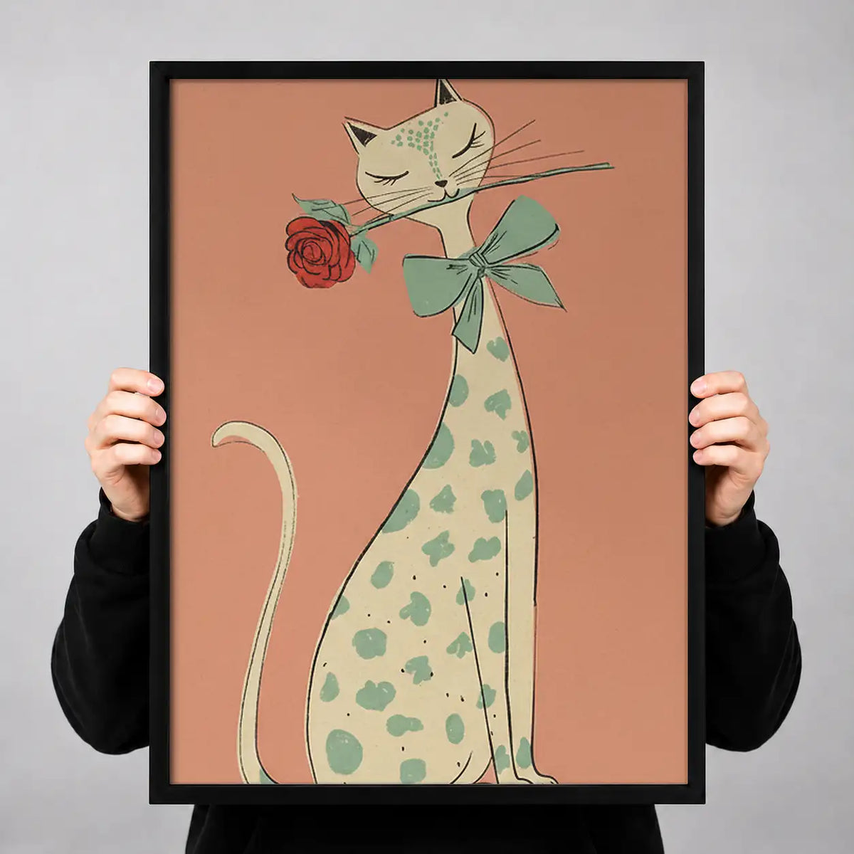 Cat in Floral Dress with Rose Wall Art 3