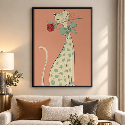 Cat in Floral Dress with Rose Wall Art 5