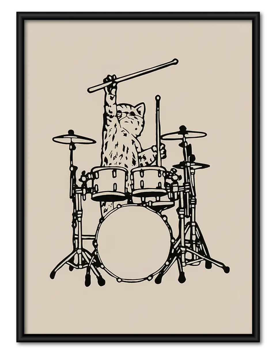 Cat Playing Drum Kit Wall Art 1