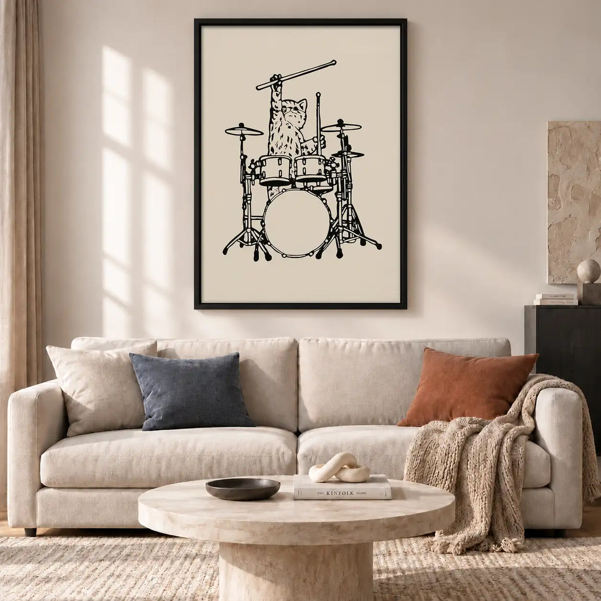 Cat Playing Drum Kit Wall Art 2
