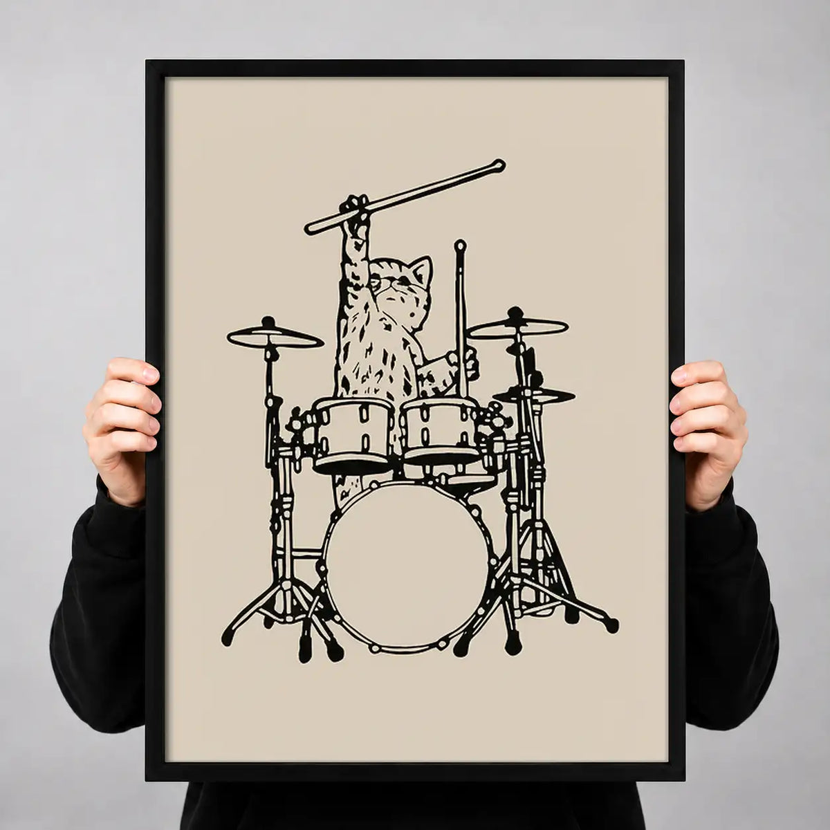 Cat Playing Drum Kit Wall Art 3