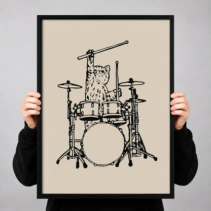 Cat Playing Drum Kit Wall Art 3