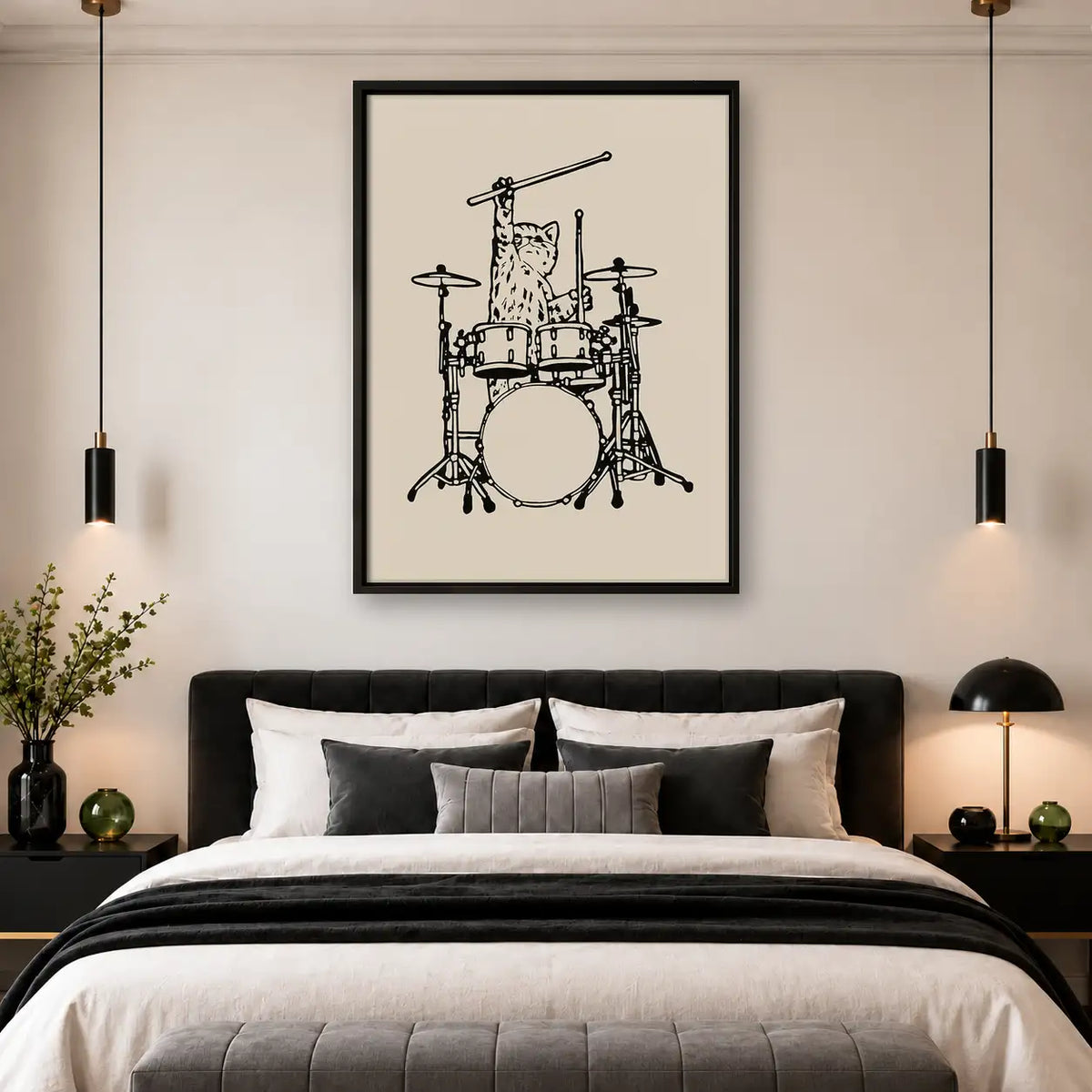 Cat Playing Drum Kit Wall Art 4
