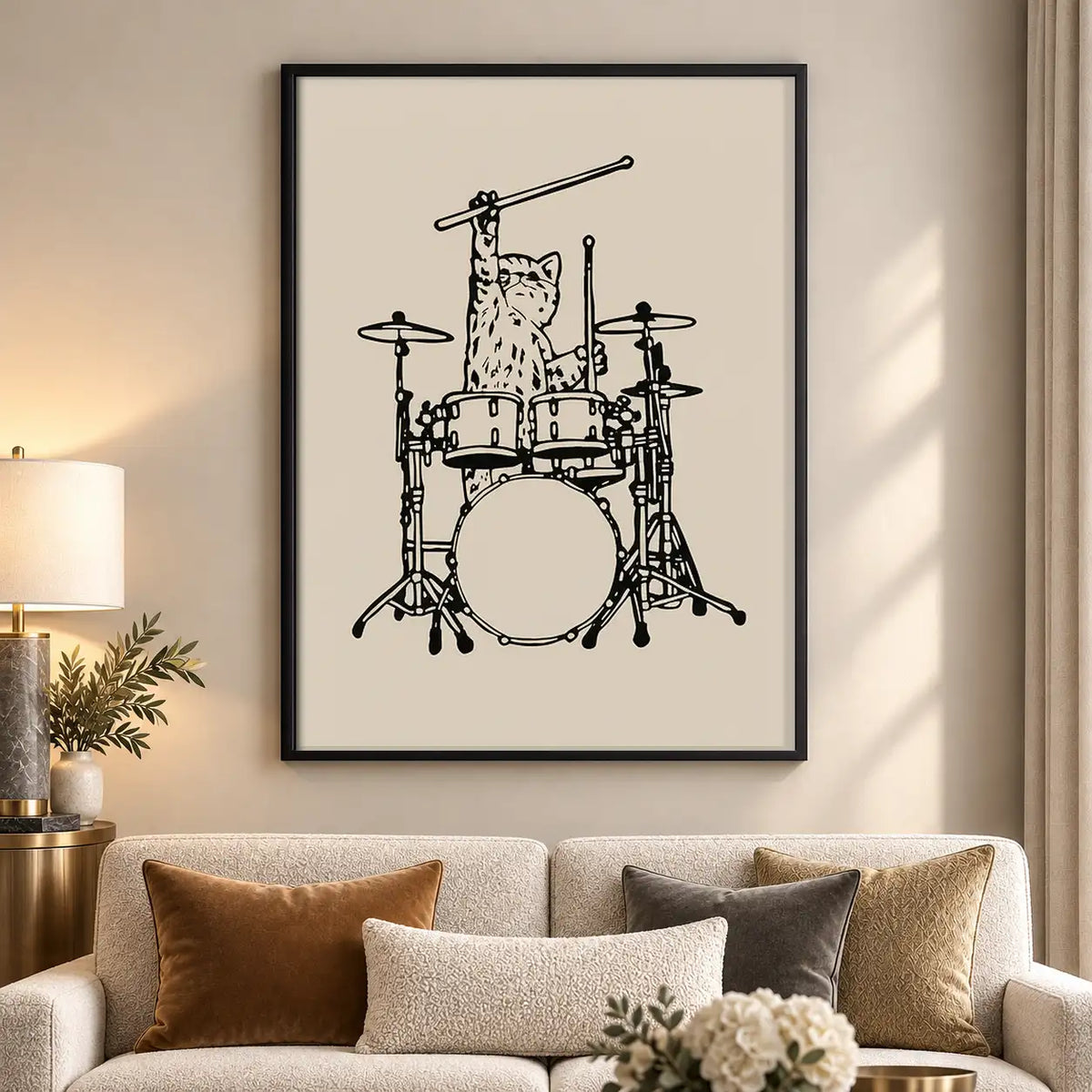 Cat Playing Drum Kit Wall Art 5