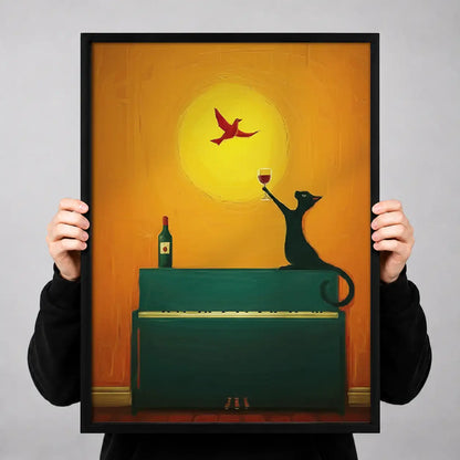 Cat Playing Trumpet at Sunset Wall Art 3