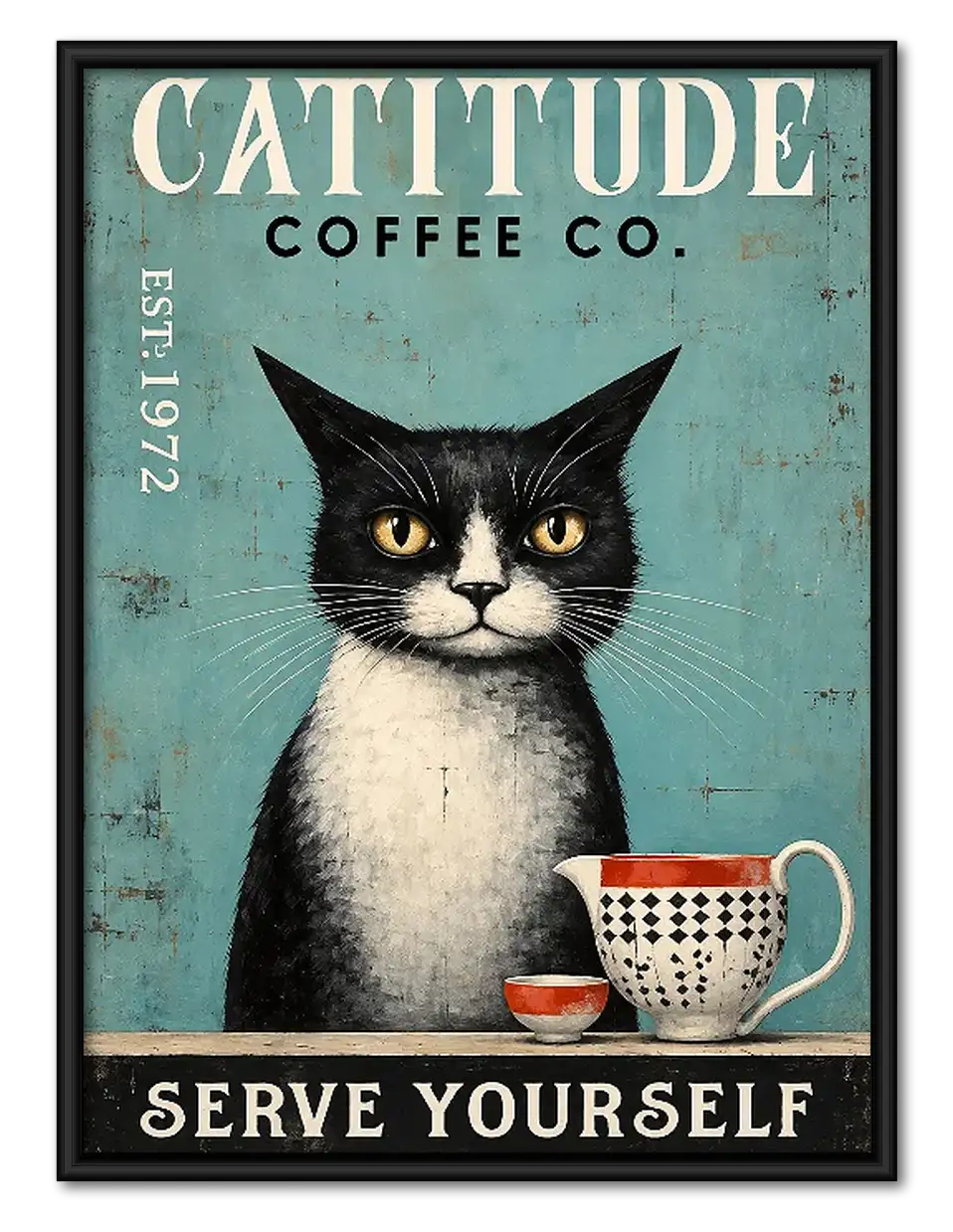 Catitude Coffee Company Black Cat Wall Art 1