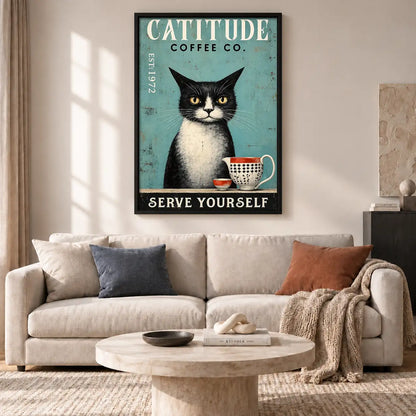 Catitude Coffee Company Black Cat Wall Art 2