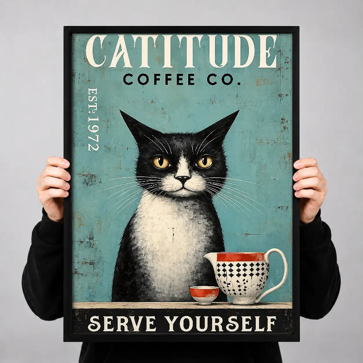 Catitude Coffee Company Black Cat Wall Art 3
