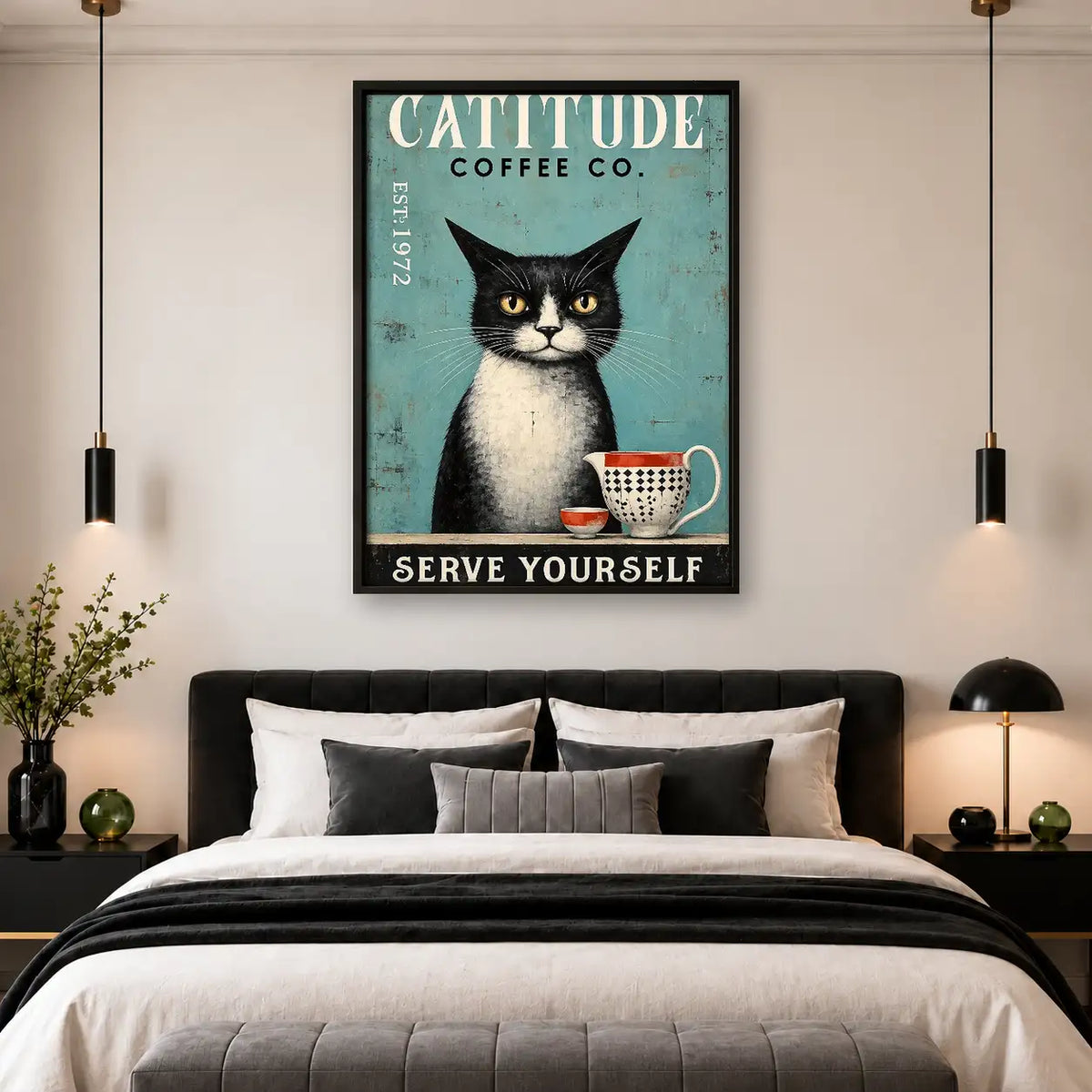 Catitude Coffee Company Black Cat Wall Art 4