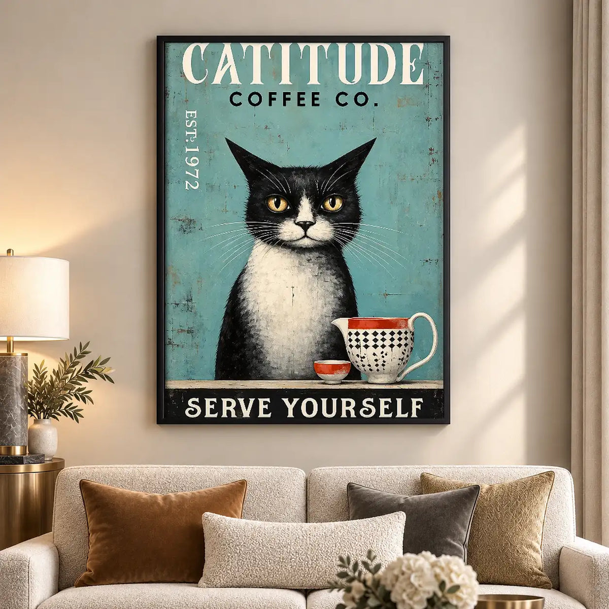 Catitude Coffee Company Black Cat Wall Art 5