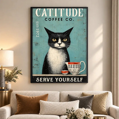 Catitude Coffee Company Black Cat Wall Art 5