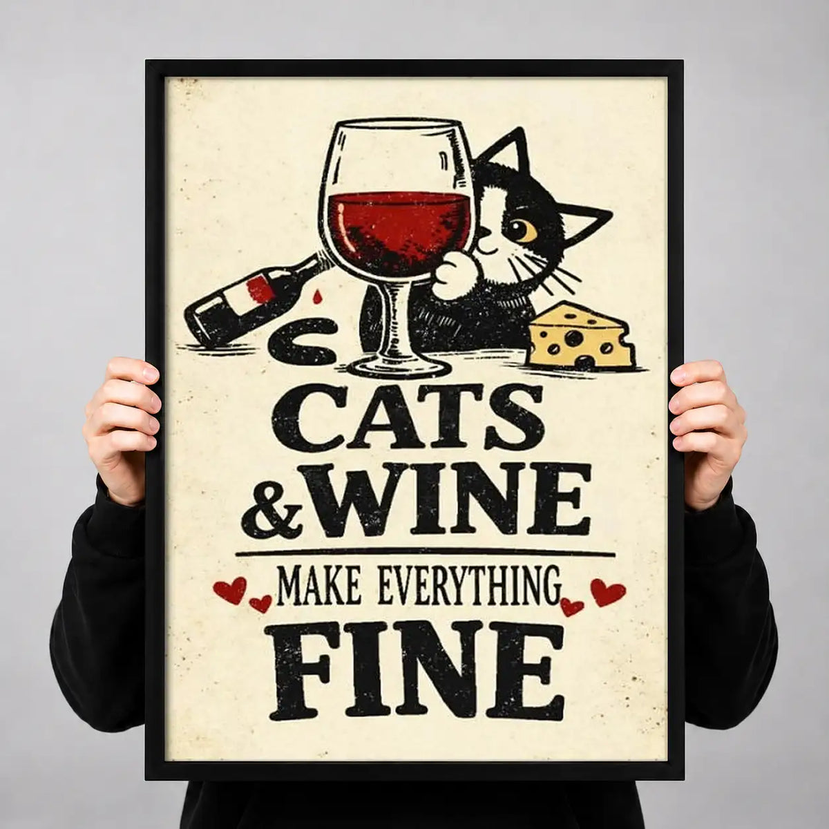 Cats and Wine Make Everything Fine Wall Art 3