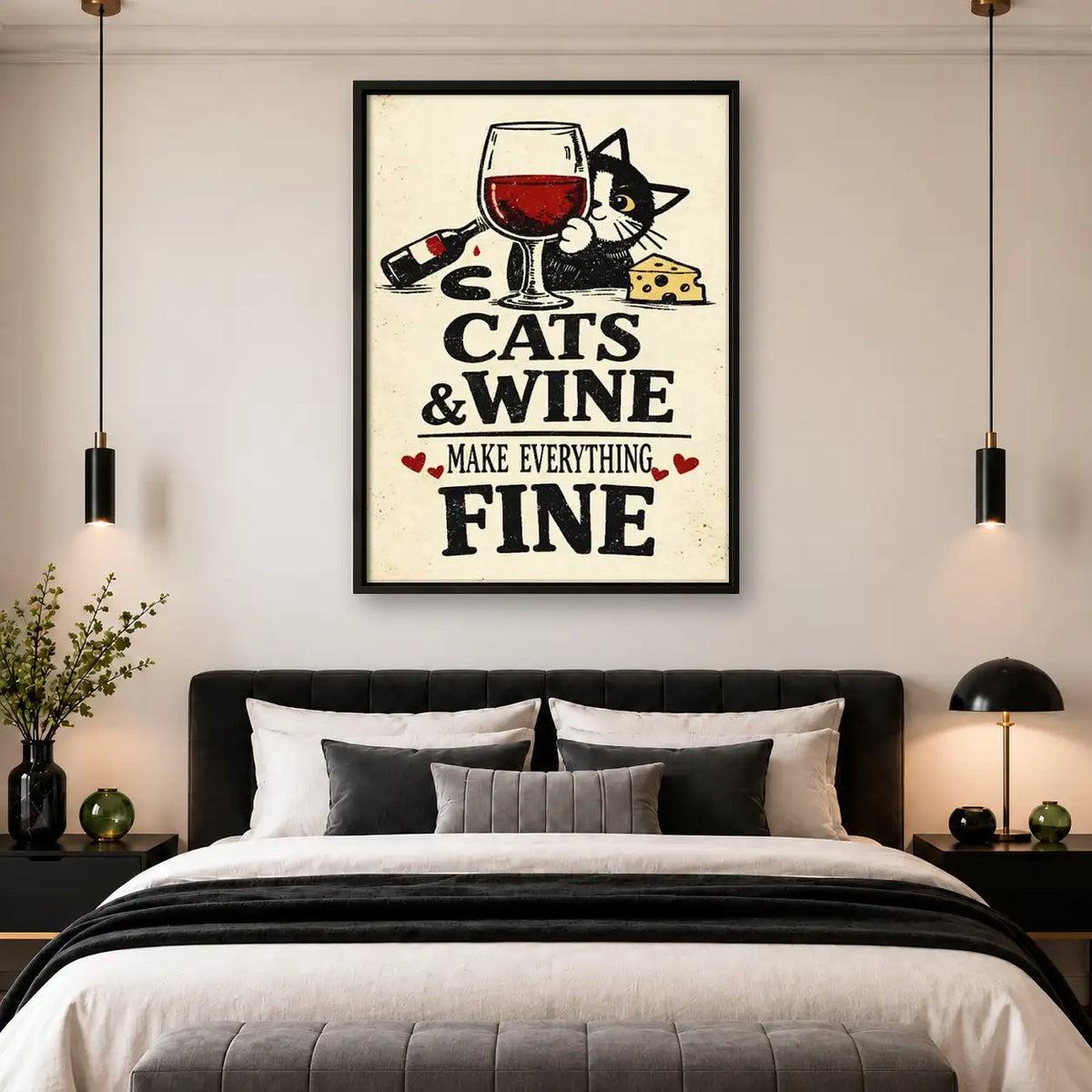 Cats and Wine Make Everything Fine Wall Art 4