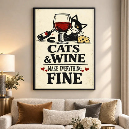 Cats and Wine Make Everything Fine Wall Art 5