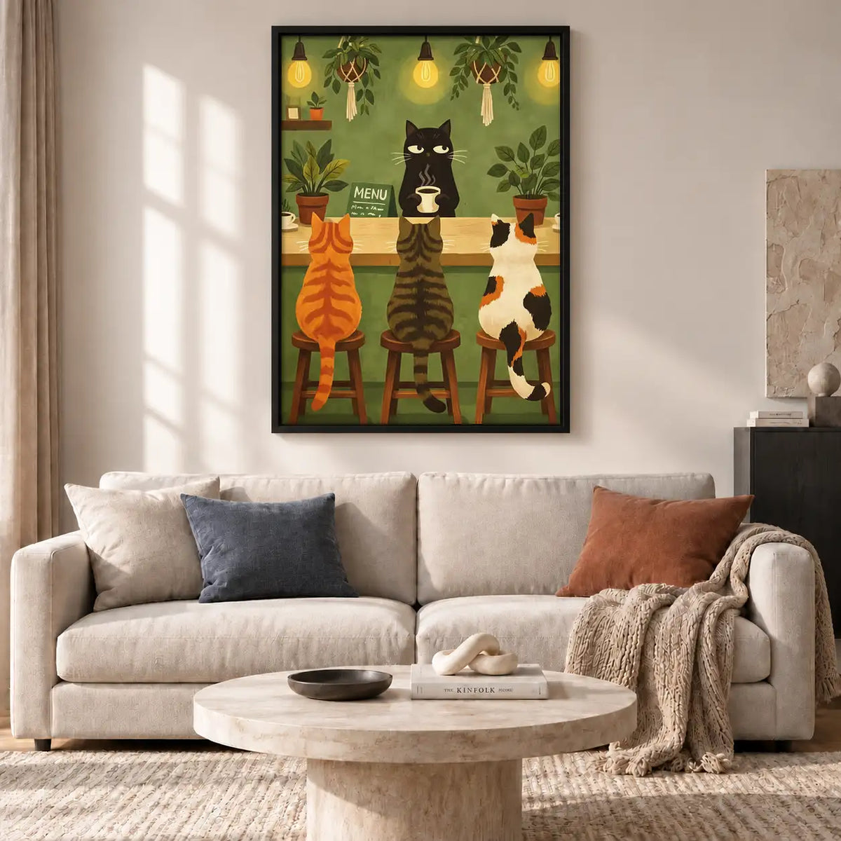 Cats at Cozy Cafe Counter Wall Art 2