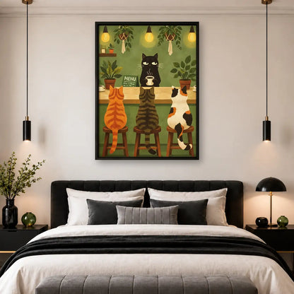 Cats at Cozy Cafe Counter Wall Art 4