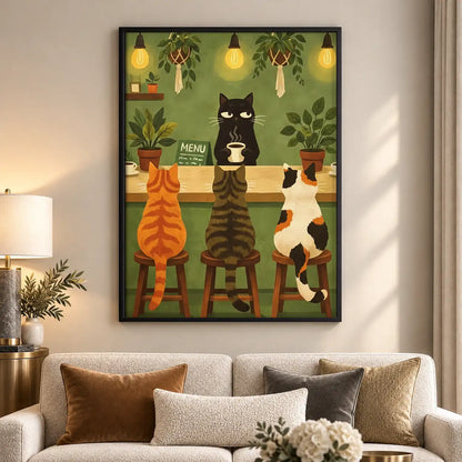 Cats at Cozy Cafe Counter Wall Art 5