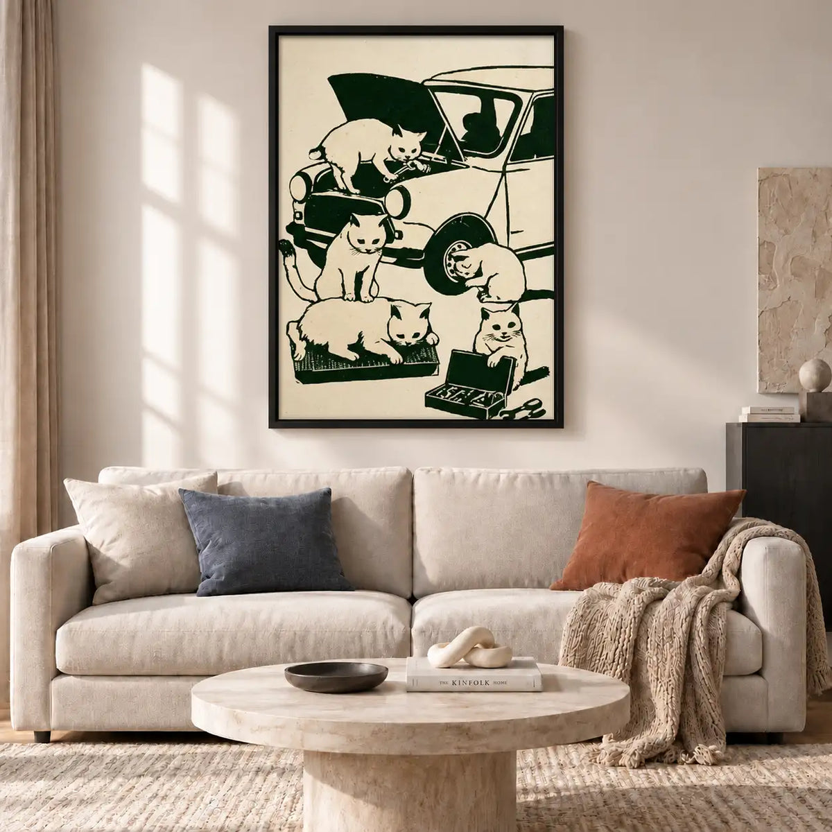 Cats Crowding into Vintage Car Wall Art 2