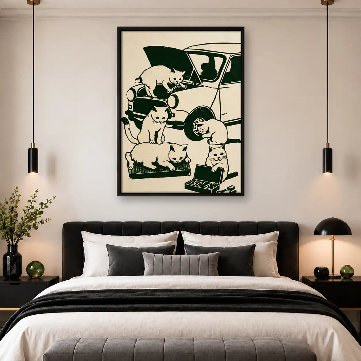 Cats Crowding into Vintage Car Wall Art 4