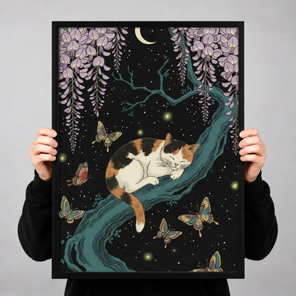 Cats Dancing Under Wisteria Moon Wall Art 3