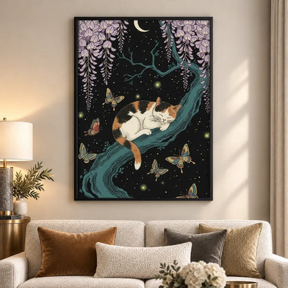Cats Dancing Under Wisteria Moon Wall Art 5