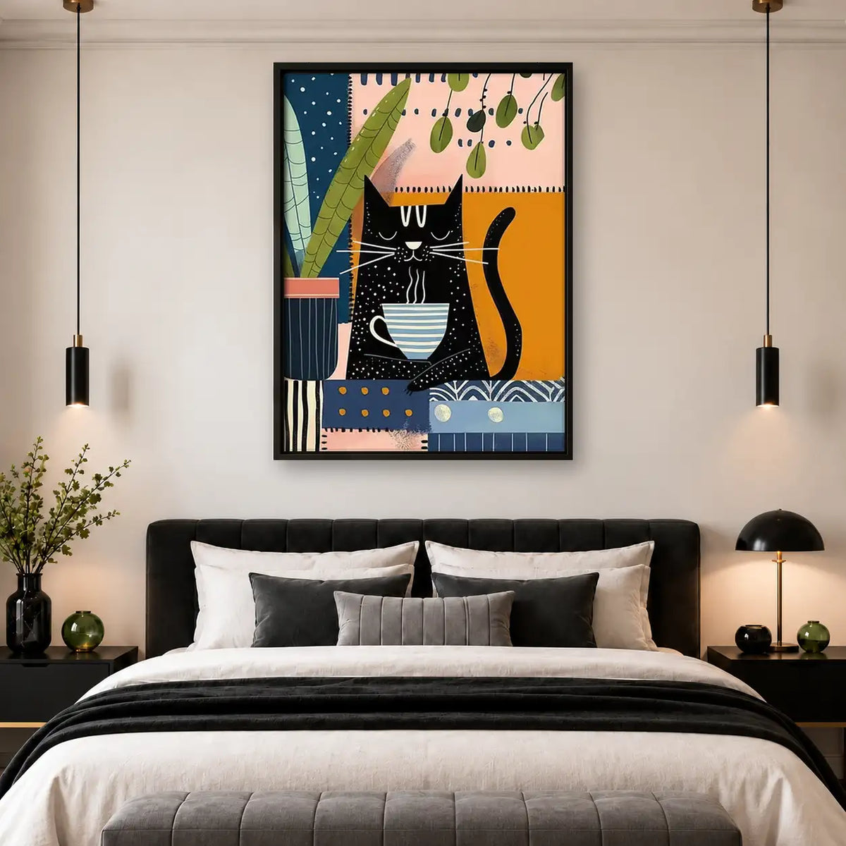 Cats in Colorful Plant Interior Wall Art 4