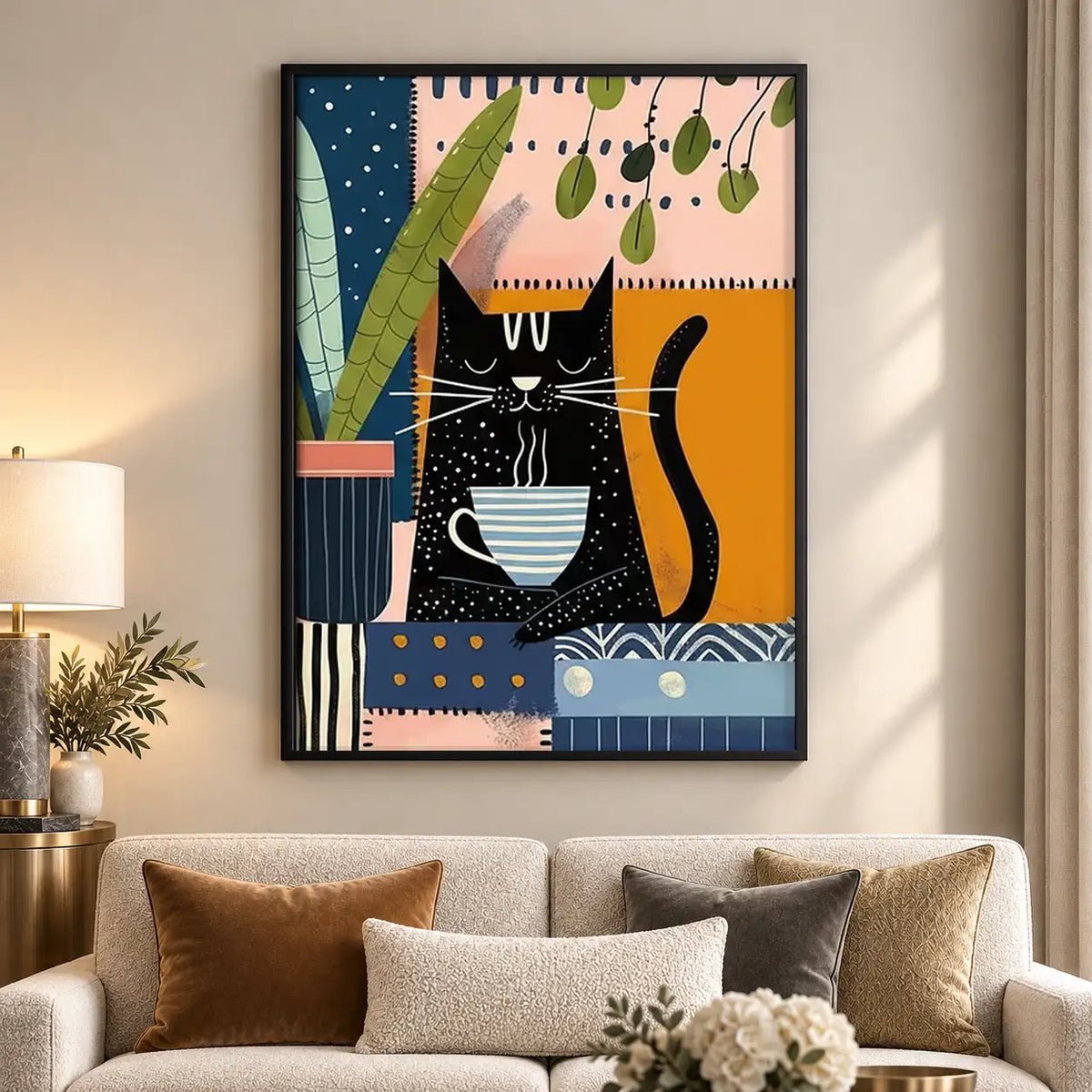 Cats in Colorful Plant Interior Wall Art 5